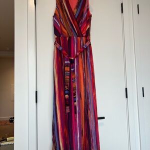 Donna Ricco Vibrant Striped Maxi Dress